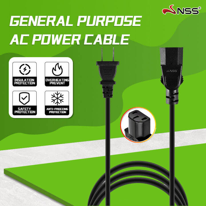 Nss 1.5m Power Cord AC CPU Power Cord US Plug 2 Pin for PC Computer Printer Monitor Rice Cooker
