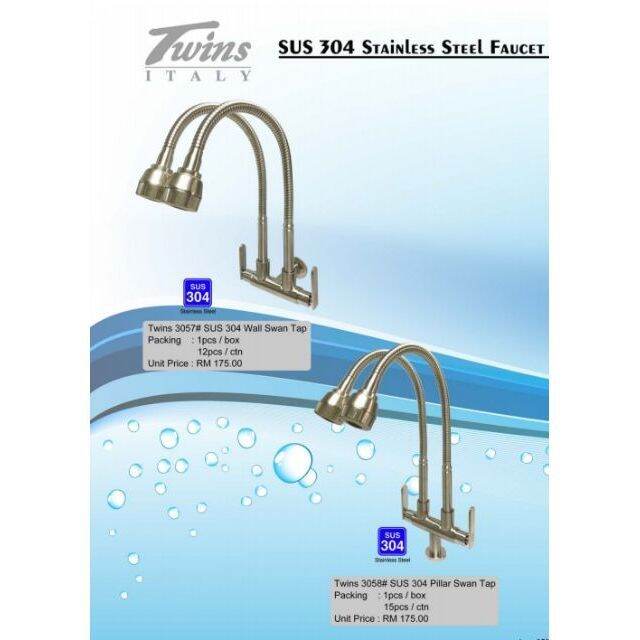 Twins Stainless Steel SUS304 Kitchen Sink Flexible Water Tap Lazada