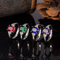 Simple ring womens micro zircon ring plated platinum red ring womens amethyst ring L2ZU