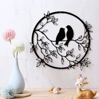 Wrought Iron Bird Crafts Couple Tree Birds Wall Metal Pendant Iron Bird Hanging Wall Scandinavian Decoration For Home Livingtoom