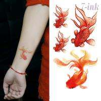 【YF】 Waterproof Temporary Tattoo sticker Golden Fish tatto Sleeves Water Transfer fake tatoo 10.5x6 cm for kids adults