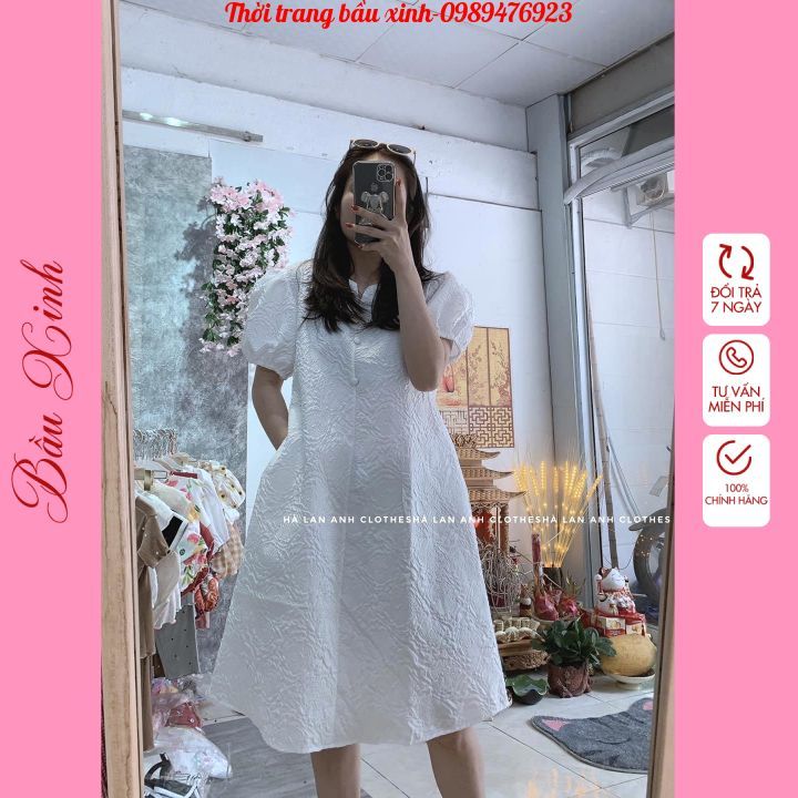 Đầm bầu tiểu thơ xinh xắn 2 lớp HOT TREND-Váy bầu babydoll dáng dài cổ  vuông siêu xinh - Đầm bầu | ThờiTrangNữ.vn