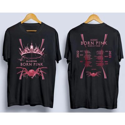 เสื้อยืดผ้าฝ้าย【2022New】เสื้อยืด Blackpink – ใหม่! เสื้อยืด Born Pink World Tour 2022-2023