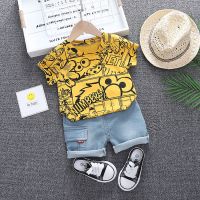 Kids Baby Boy Clothes Cartoon Summer Print Sets 2Pcs Short Sleeve T Shirt Shorts Child Boy Beach Wear Outfits 9M 3 Years Old