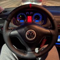 Braid Car Steering Wheel Cover Anti-Slip Artificial Leather For Volkswagen VW Golf 4 MK4 Passat B5 Seat Leon Polo Accessories Steering Wheels Accessor