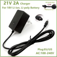 ที่ชาร์จไฟในแบตเตอรี่ลิเธียม18650 21V 2A 18V ที่ชาร์จในแบตเตอรี่ลิเธียม5.5Mm X 2.1Mm ขั้วต่อติดตั้งบนแผงตัวเมียสำหรับปลั๊กเสียบจ่ายไฟ DC