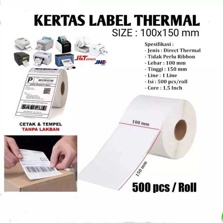 Label Thermal Printer Kertas Stiker Sticker Label Isi Pcs Roll Ukuran X Termal