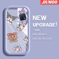 เคส JIUMOO สำหรับ OPPO A16K A16s A16 A16E เคส A54s การ์ตูนหมีน้อยน่ารักและกระต่ายน้อยกรอบเคสใส่ Tpu น่ารักเคสกันกระแทกกล้อง