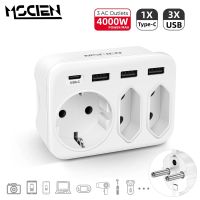 ☸◄ MSCIEN USB Wall EU Sockets with 3 AC Outlets Extension 3 USB Ports 1Type C Multiple Plug Electrical Adapter for Home Office