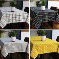 【LZ】✶  Cotton Linen Wedding Party Table Cloth Rectangular Country Style Plaid Print Dining Table Cover Tablecloth Kitchen Home Decor