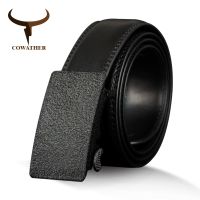 COWATHER Cow Genuine Leather Mens Belt Vintage Cowhide Belts for Men High Quality Male Strap Automatic Metal Buckle 110-130cm Belts