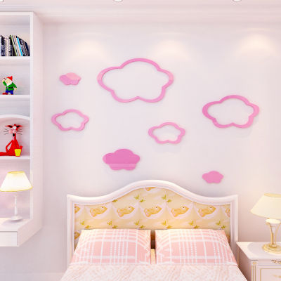 Cloud 3D Acrylic Wall Stickers Childrens Room Bedroom Kindergarten Wall Decoration Mural Self-adhesive Wall Stickers