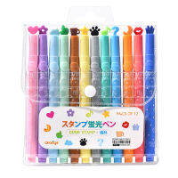 12 Colors Korean Creative Jelly Single Head Seal Pen Student Supplies Graffiti Strange Fluorescent Marker 12pcsSet