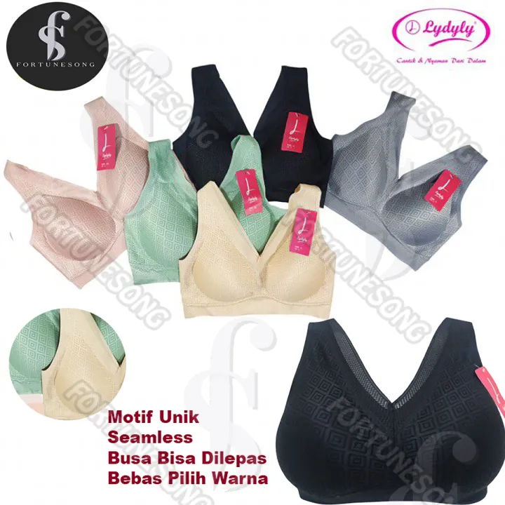 [Bebas Pilih Warna] Lydyly Bra Seamless Cup BESAR Motif Cantik Busa