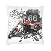 【CW】 Luxury US 66 Biker Cushion Cover Polyester America Highway Motorcycle Throw Room Decoration