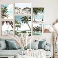 ใหม่ Frameless Tropical Beach &amp; Ocean ผ้าใบโปสเตอร์: ปาล์มต้นไม้พิมพ์สำหรับตกแต่งบ้าน,Holiday House &amp; บันได Wall Art 1007