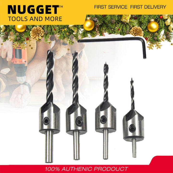 5PCS 5 Flute Countersink Drill Bit Countersink Wood Drill Bit Set Cordless Step Drill Bits for