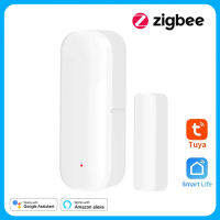 Tuya Zigbee เซ็นเซอร์ประตูสมาร์ทหน้าต่างระบบเตือนภัยตรวจจับแม่เหล็กทำงานร่วมกับ Alexa Home APP ควบคุม