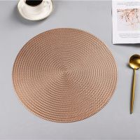 PVC Hollow Placemats Round Non Slip Dining Table Mats Coaster Home Table Decoration Kitchen Rose Gold Heat-insulated Placemat