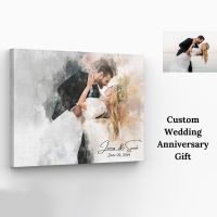 Personalized Custom Watercolor Painting From Your Photos Style Poster On Canvas Print For Home Wall Art Decoration Unique Gift