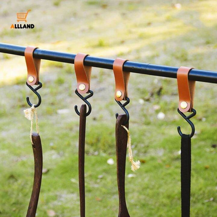 【Ready Stock】 Durable SShaped PU Leather Hanging Hooks / Camping