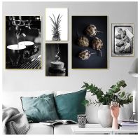 Coffee Wine Bead Poster Black White Food Drink Kitchen Wall Art Print Simple Canvas Painting  Picture Dining Room Decor Pipe Fittings Accessories