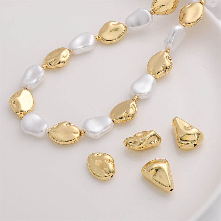14K Gold Plated CCB Beads Baroque Charm Loose Spacer Beads for Necklace Bracelet DIY Jewelry