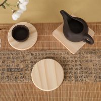 1PC Round Square Wood Cup Mat Solid Pine Wood Coaster Durable Heat Resistant Tea Coffee Cup Pad Placemats