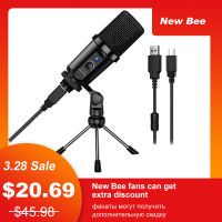 New Bee USB Microphone Condenser Microphone Professional Mic for Studio Podcasting Gaming Streaming Recording with Shock Mount