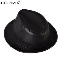 COD DSFDGESERRRRR Genuine Sheepskin Leather Felt Trilby Hat Men Black Casual Jazz Caps Male Natural Leather Brand Spring Fedoras Hats