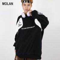 MOLAN เสื้อกันหนาวผชเสื้อสเวตเตอร์สวมหัวแนววรรณกรรมของผู้ชายเสื้อสไตล์สตรีทอินส์เสื้อคอเต่าแขนยาวของผู้หญิงใหม่ชุดคู่ที่เรียบง่ายสั้นฮาราจูกุ