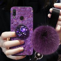 【16- digits】หินอ่อนหรู Glitter Hairball สำหรับ Huawei Y9 Prime 2019 Y6 Y7 2018 2019 P20 Pro P30 Lite P40 Lite P30 Pro น่ารัก Bling