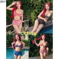 swimwear ❂Cicishop(J506)Swimwear two-piece ชุดว่ายน้ำทูพีซกลิตเตอร์ บิกินี่ กางเกงเอวสูง ทรงสวยเข้าซัมเมอร์สุดๆ❖