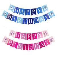 birthday party flag dog paw print party decoration props layout supplies banner fish tail Layout props Party supplies Blue pink