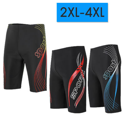 กางเกงว่ายน้ำชาย 3XL-5XL เอว32-44 นิ้ว ผ้าหนาเนื้อดี สีแดง  สีน้ำเงิน สีเหลือง Mens Swimsuit / Mens Swimwear 2XL-4XL  / Men and Boys with Spandex Swim Shorts Trunk Training Swimsuit
