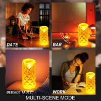 โคมไฟตั้งโต๊ะอะคริลิคใส LED Rose Light Projector ถ่านไฟฉายบรรยากาศโรแมนติก Night Light Office Room Home Decor