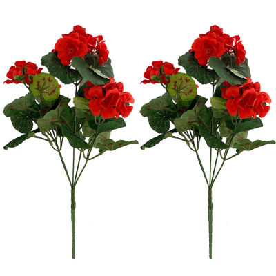 Gloryworld Faux Begonias ดอกไม้ของประดิษฐ์ที่สมจริงผ้าไหมเทียม Begonias สีแดงที่ไม่เหี่ยวเฉาสมจริงสำหรับตกแต่งบ้านแต่งงานชุดน้อยกว่า2ชิ้น