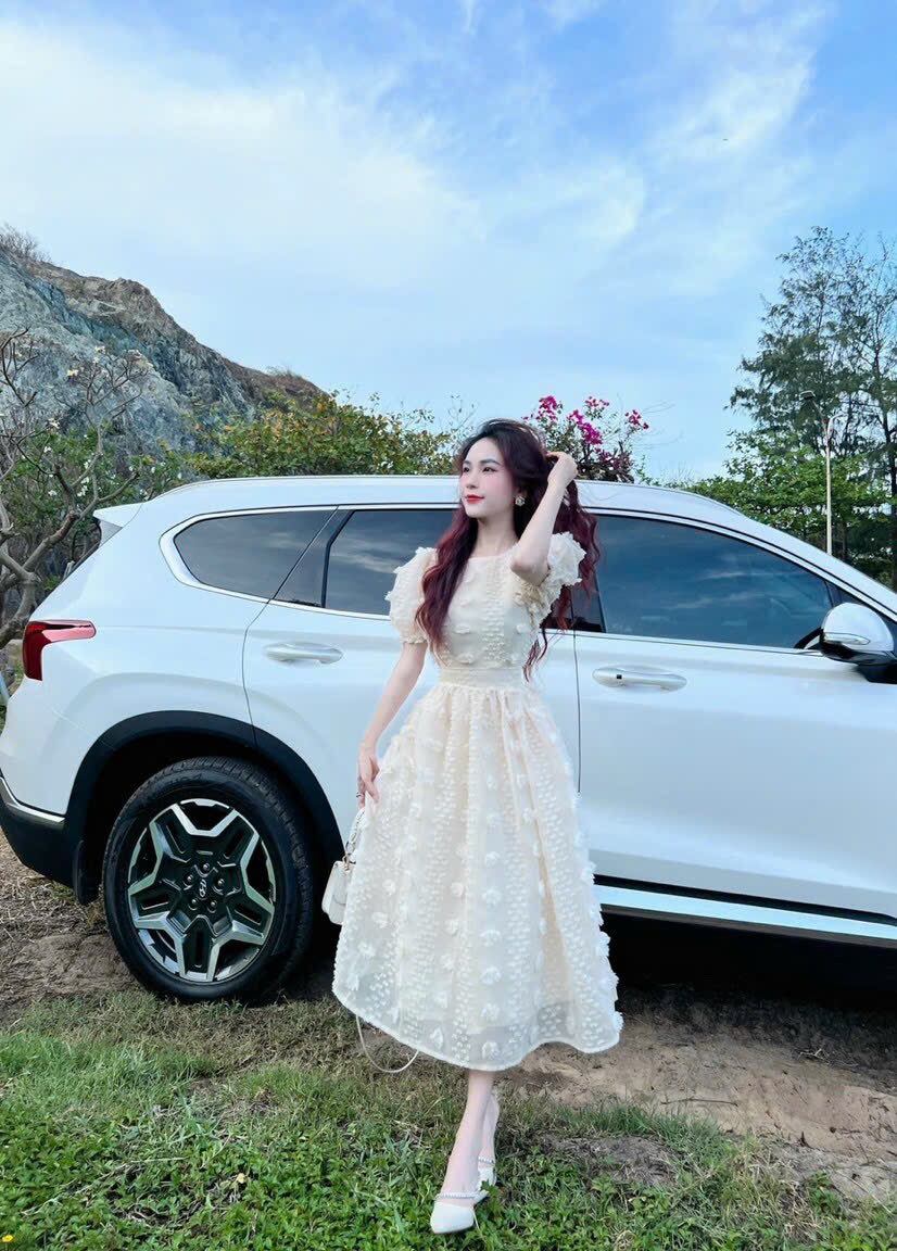 Váy đầm nữ dáng xòe tiểu thư chất xô bông cực xinh kiểu dáng thanh lịch