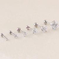 Bluelans® 2 Pcs CZ 3 Prong Tragus Cartilage Stainless Steel Stud Earrings Piercing Jewelry 4mm (Steel Clear Cz)