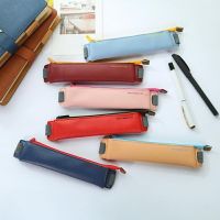 Hang Qiao กระเป๋าเข็มขัดแบบยืดได้กล่องดินสอหนัง Pu สำหรับใช้ในสำนักงาน,เคสใส่ปากกาสำหรับใส่สมุดโน๊ตปากกาแฟชั่น