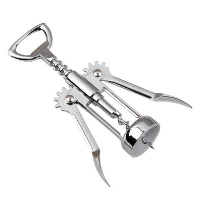 【Lucky】Stainless Steel Wing Style Red Corkscrew Bottle Pull Opener Cork Tool (สี: สีเงิน) On