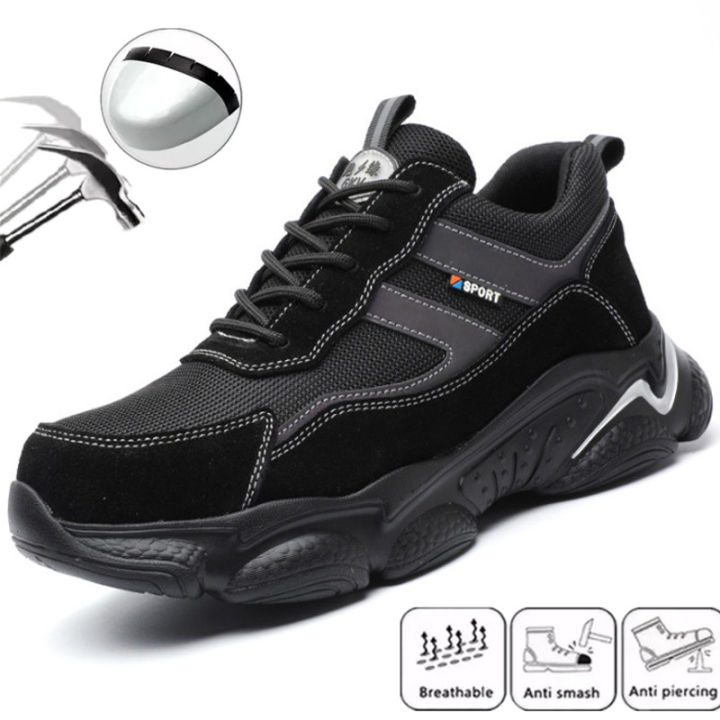 ผู้ชายหัวเหล็กรองเท้าทำงาน-anti-smash-anti-puncture-ความปลอดภัยรองเท้าผู้ชายลื่นรองเท้าผ้าใบทำงาน