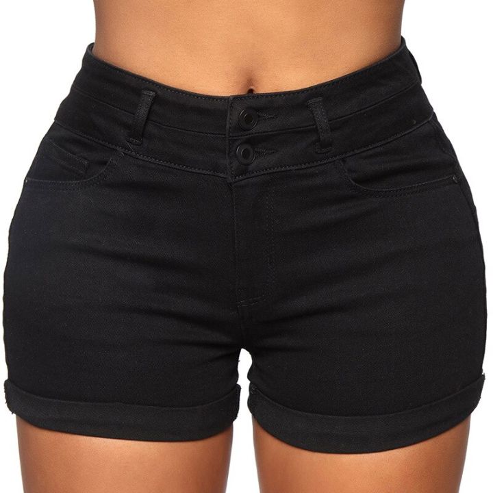 liooil-cotton-stretchy-high-waist-jean-shorts-woman-summer-2022-casual-sweat-with-pocket-zipper-white-black-cuffed-denim-shorts