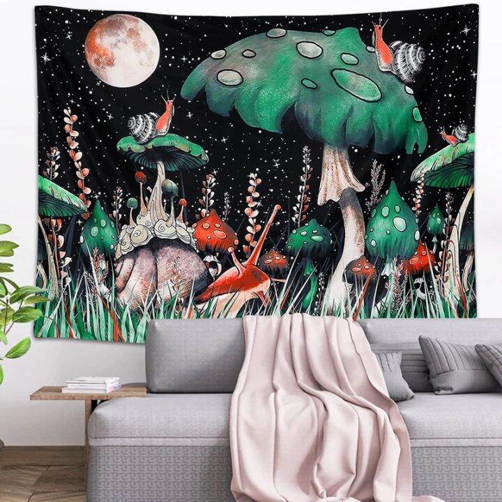 psychedelic-tapestry-snail-mushroom-tapestry-trippy-wall-hanging-boho-decor-moon-sky-tapestry-for-bedroom-home-decor