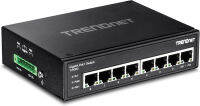 TRENDnet 8-Port Hardened Industrial Unmanaged Gigabit PoE+ DIN-Rail Switch, TI-PG80, 200W Full PoE+ Power Budget, 16 Gbps Switching Capacity, IP30 Rated Network Switch, Lifetime Protection, Black 8 Port Switch