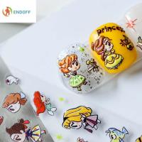 ENDOFF สไตล์ญี่ปุ่น DIY กาวตนเอง ทำเล็บมือ ดีไซน์ลายนูน รูปลอกน้ำโอน 5D สลักสติกเกอร์ติดเล็บ ตกแต่งเล็บ ฟอยล์เล็บกลวง สติ๊กเกอร์ติดเล็บลายการ์ตูน