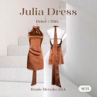 SE55 l JULIA DRESS เดรสซาตินคล้องคอ โชว์หลัง