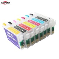 CISSPLAZA 1Set Empty Refillable Ink Cartridge Compatible For Epson R1900 S T0870 - T0879 Printer