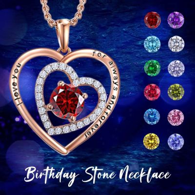 Luxury Design Women 39;s Heart Crystal Birthstone Pendant Necklace Exquisite Valentine 39;s Day Women 39;s Gift Engagement Accessories