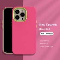 สีลูกอม3 In 1สุดหรูเคสโทรศัพท์เกราะซิลิโคนสำหรับ iPhone 14 13 12 11 Pro Max Plus ฝาหลังซิลิโคนเหลว